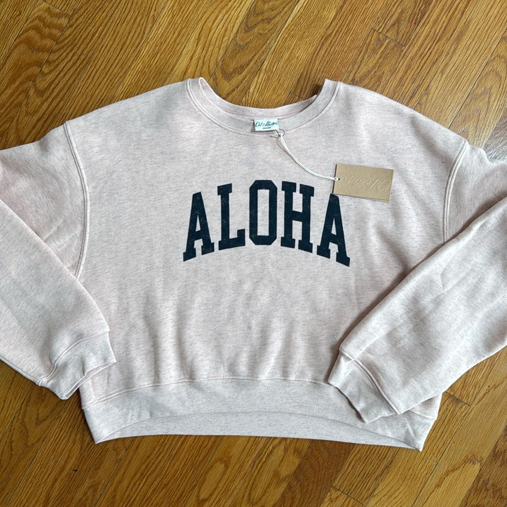 Aloha cropped rose sweatshirt